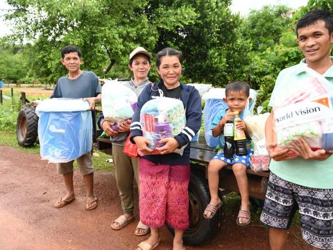 Relief aid distribution in Laos