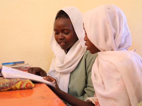 Girls attending school